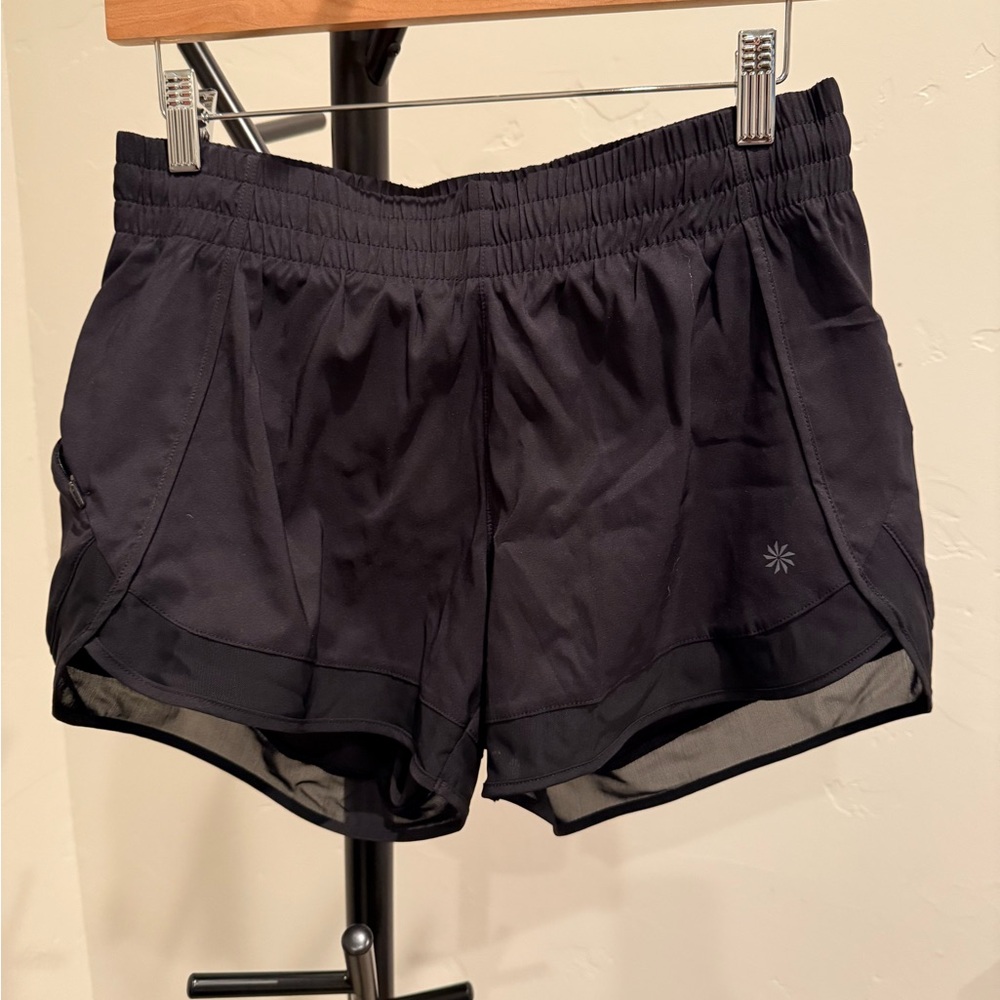 Athleta Mesh Run Racer Black Shorts Size S